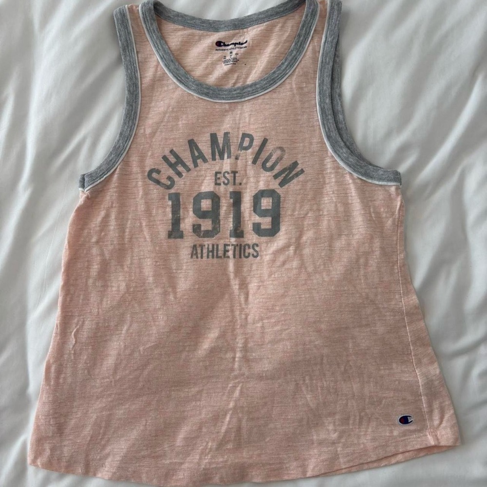 Champion Womens Peach and Gray Athletic Tank Top
